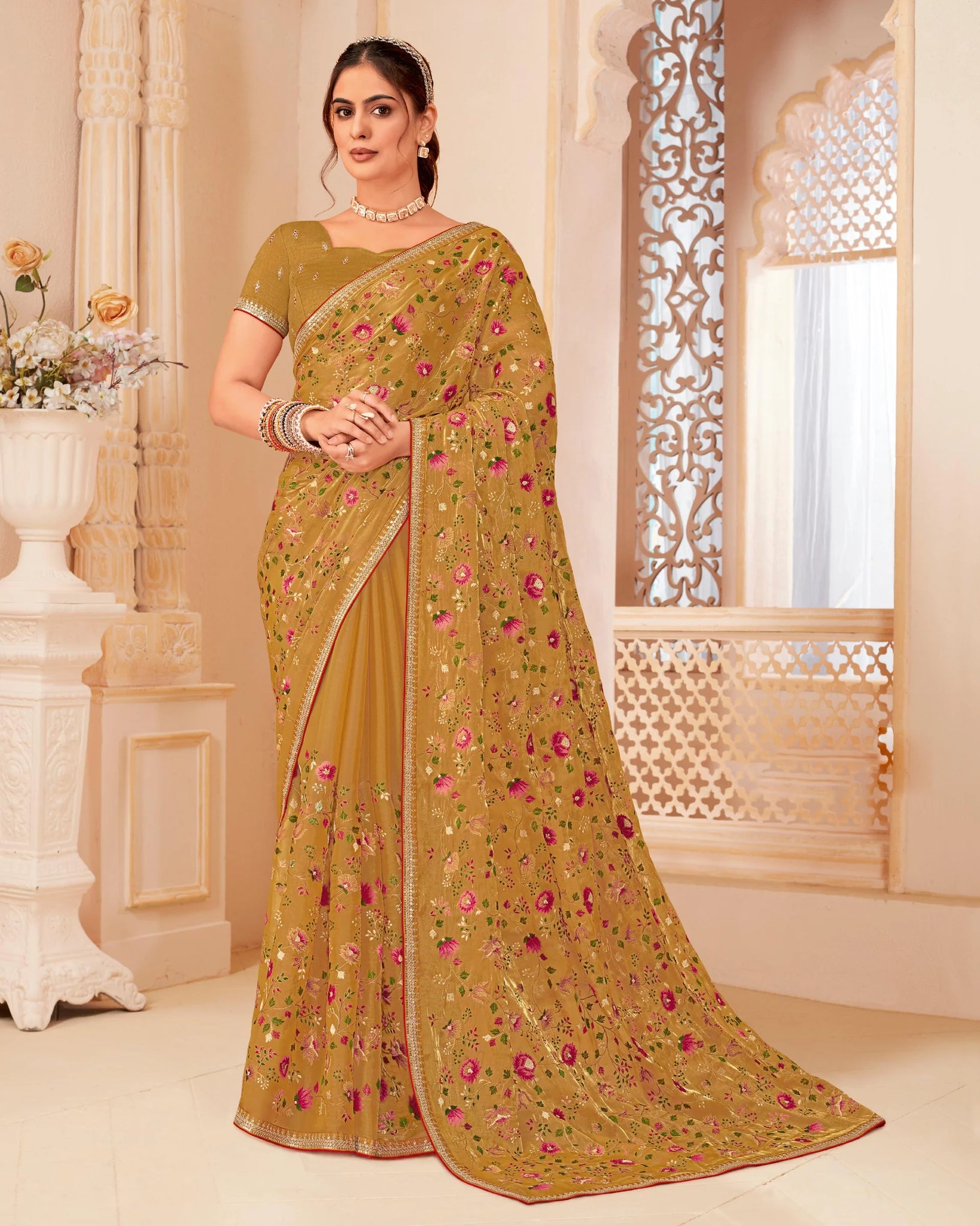 Laxmipati Man_Marzi N-2328 Brown Satin Crepe Saree