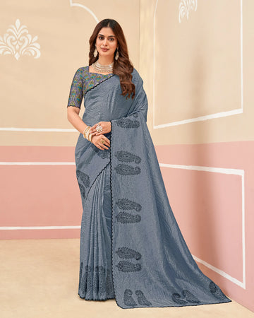 Laxmipati Gold Spot N-2333 Grey Chiffon Saree