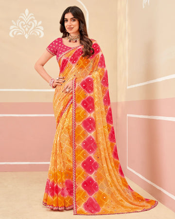 Laxmipati Gold Spot N-2339 Multicolor Chiffon Saree