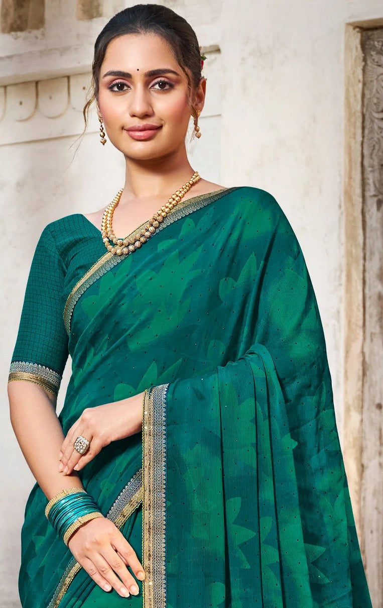 Laxmipati Zill Mill N-2341 Blue and Green Georgette Saree