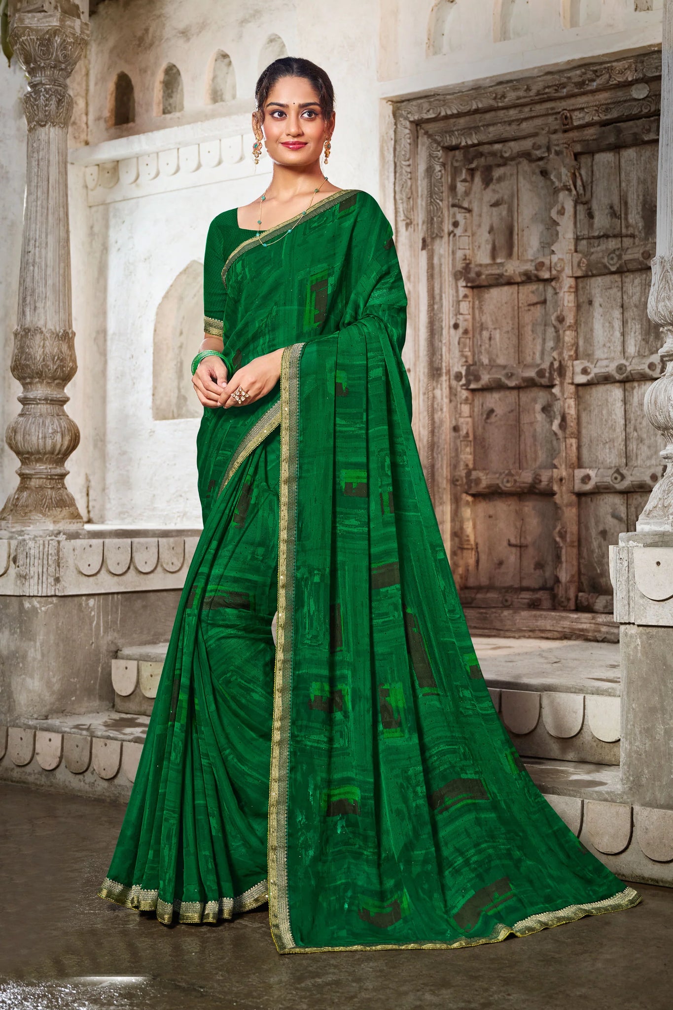 Laxmipati Zill Mill N-2342 Green Georgette Saree