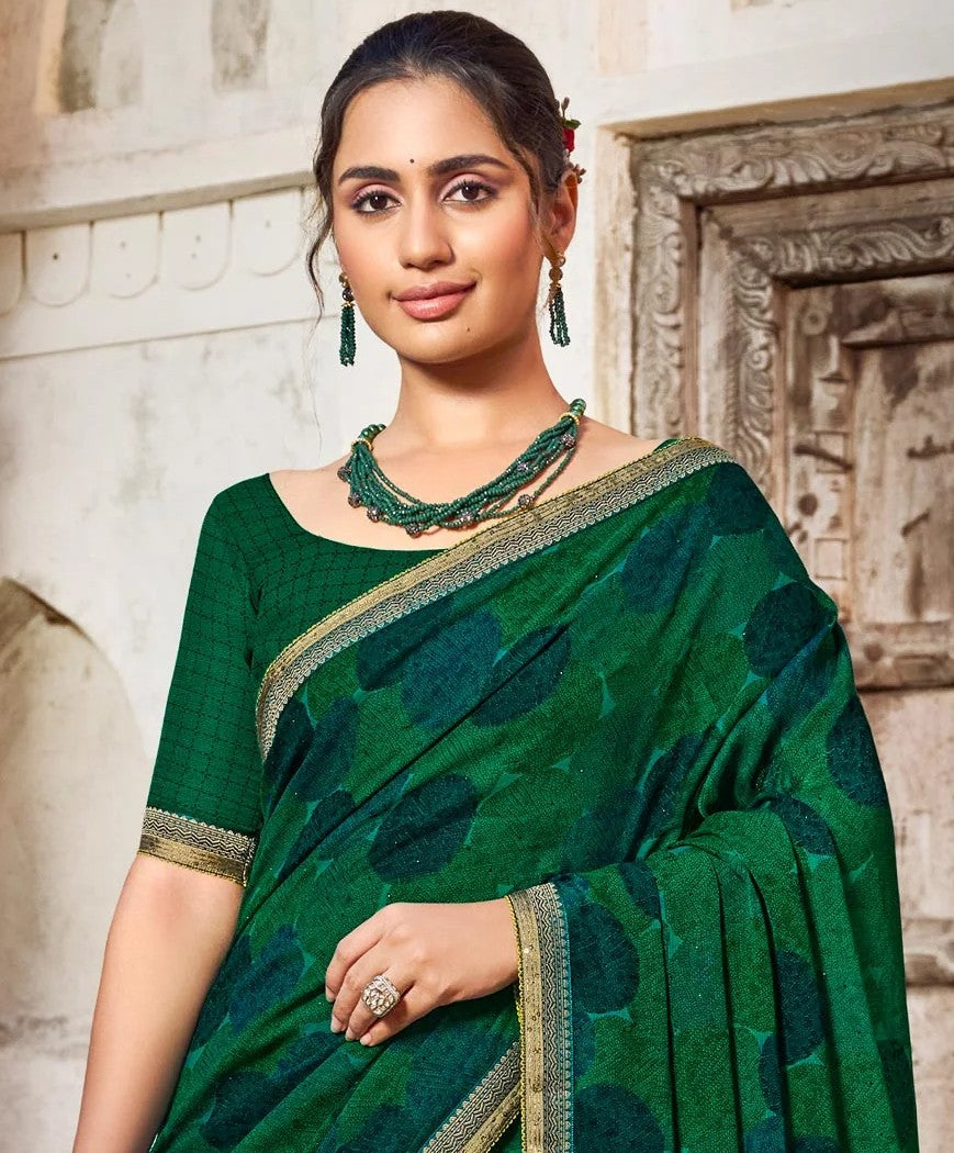 Laxmipati Zill Mill N-2346 Forest Green Georgette Saree