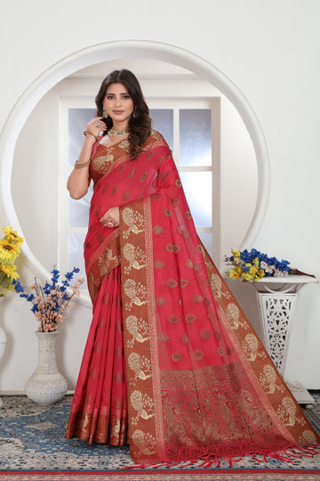 Ishika Fab Pink Chanderi Cotton Saree