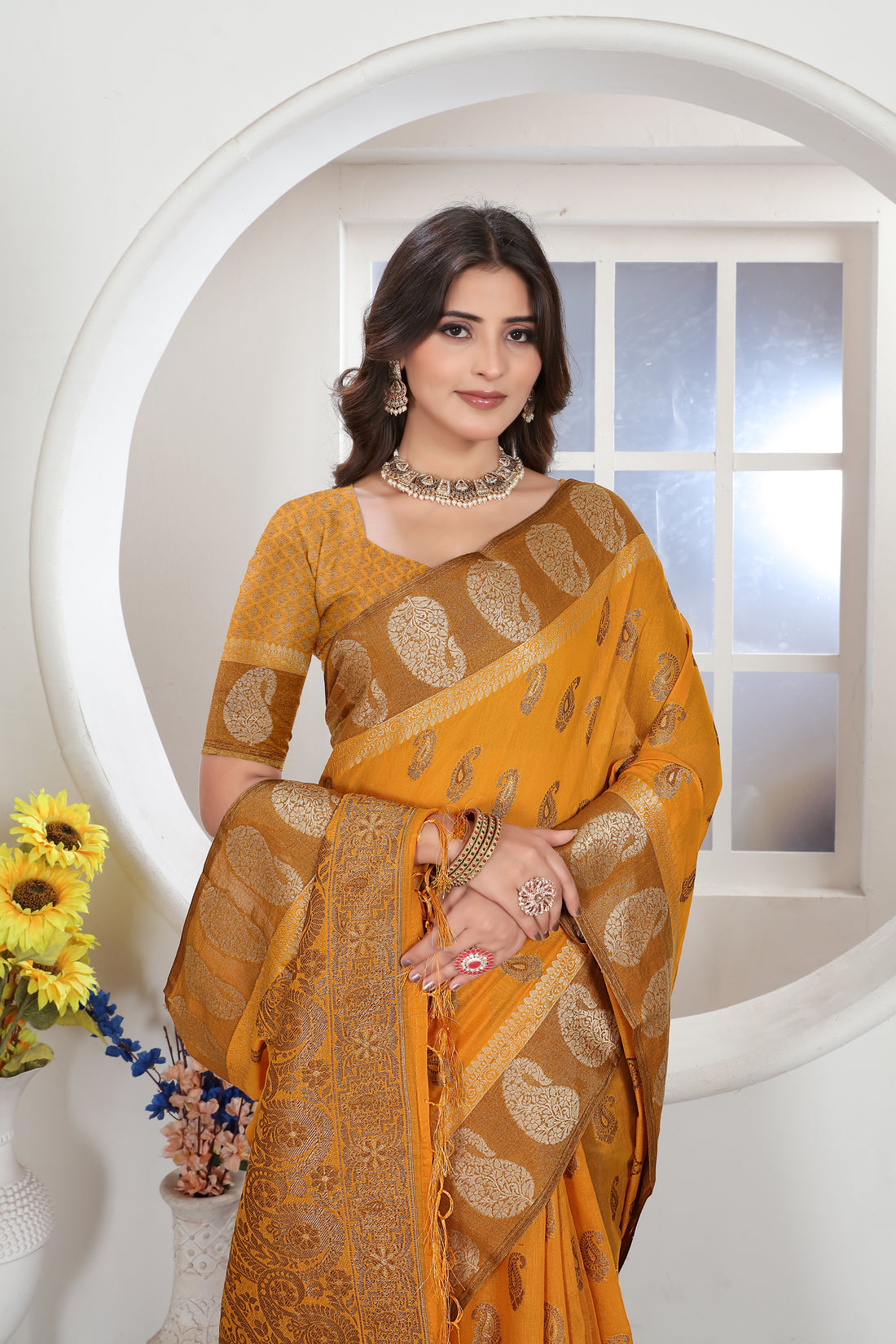 Ishika Fab Yellow Chanderi Cotton Saree