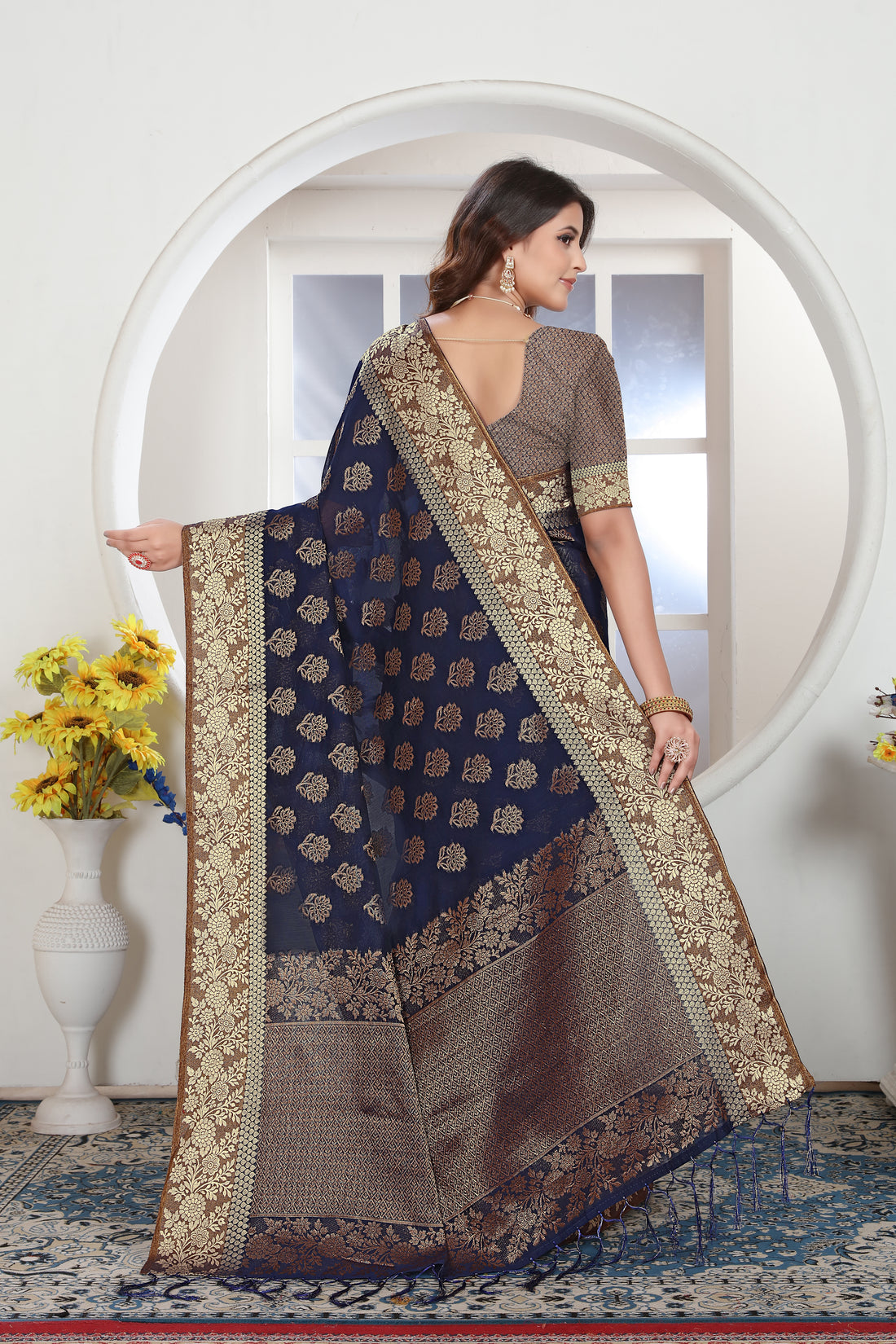 Ishika Fab Turkish Blue Chanderi Cotton Saree