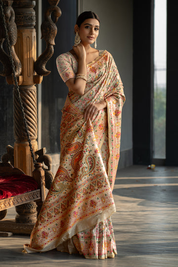 Ishika Fab Beige Soft Modal Silk Saree