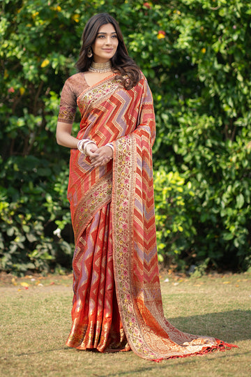 Ishika Fab Orange Organza Saree