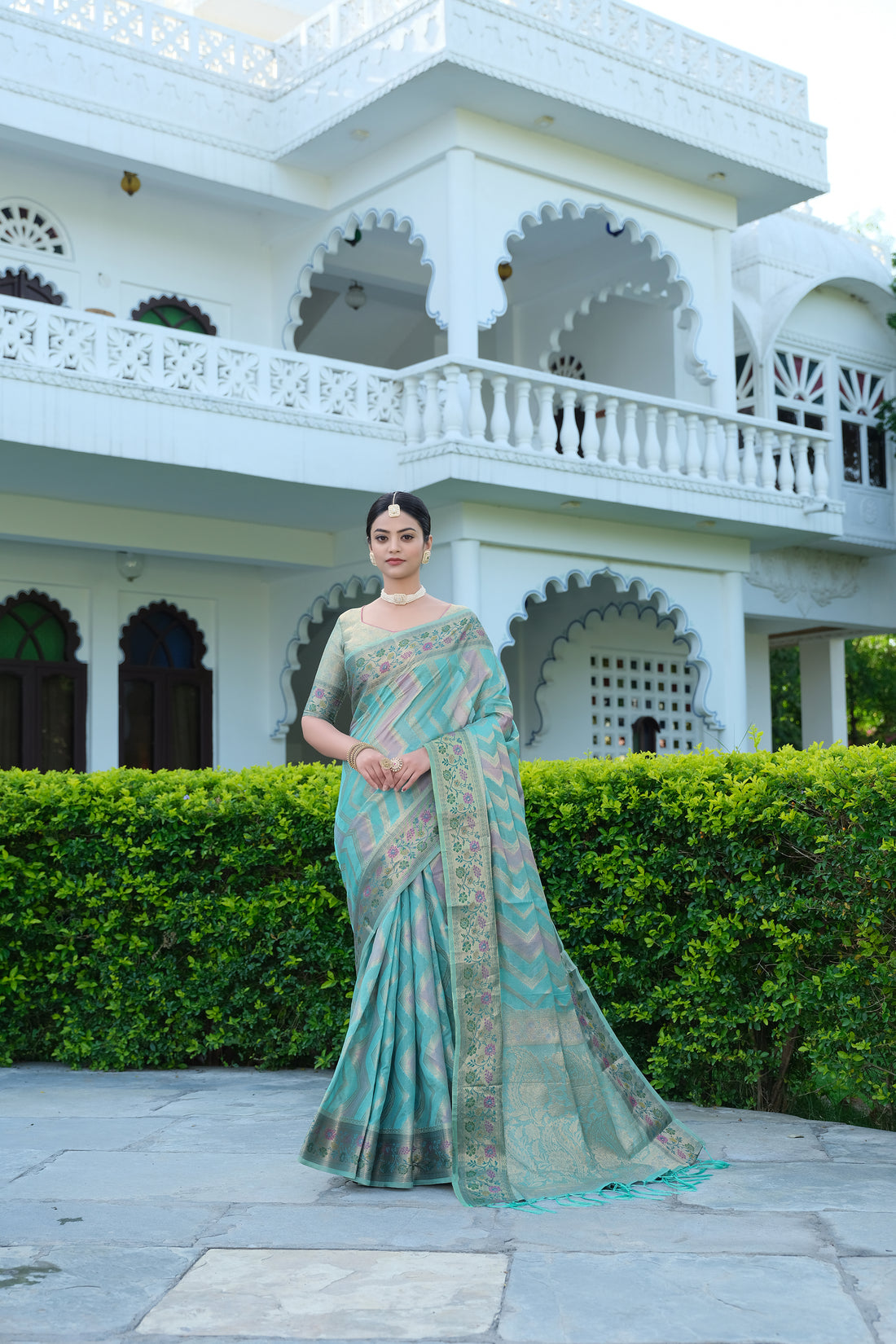 Ishika Fab Baby Blue Organza Saree