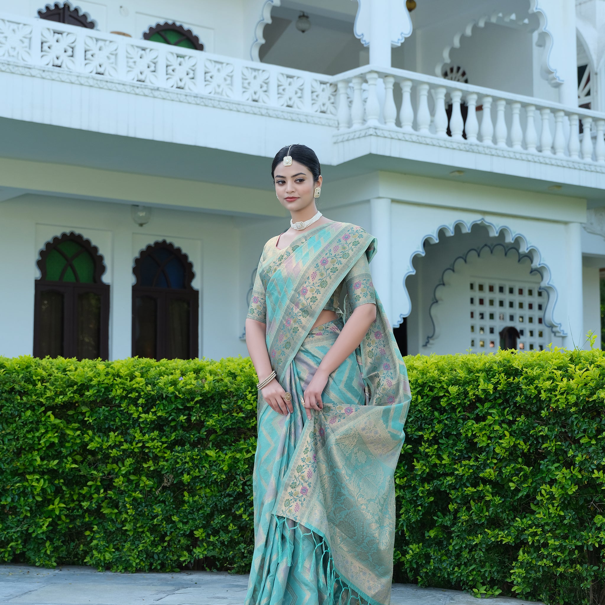 Ishika Fab Baby Blue Organza Saree