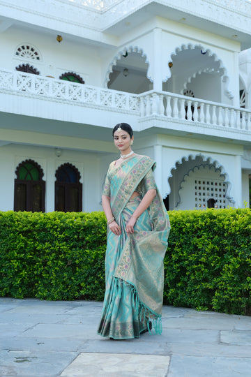 Ishika Fab Baby Blue Organza Saree