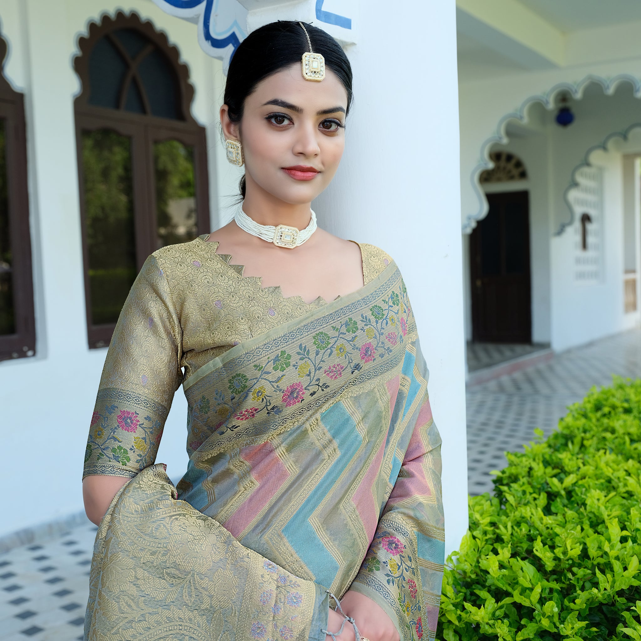 Ishika Fab Grey Organza Saree