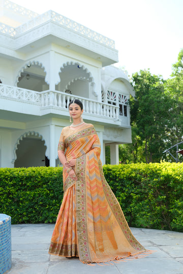 Ishika Fab Orange Organza Saree