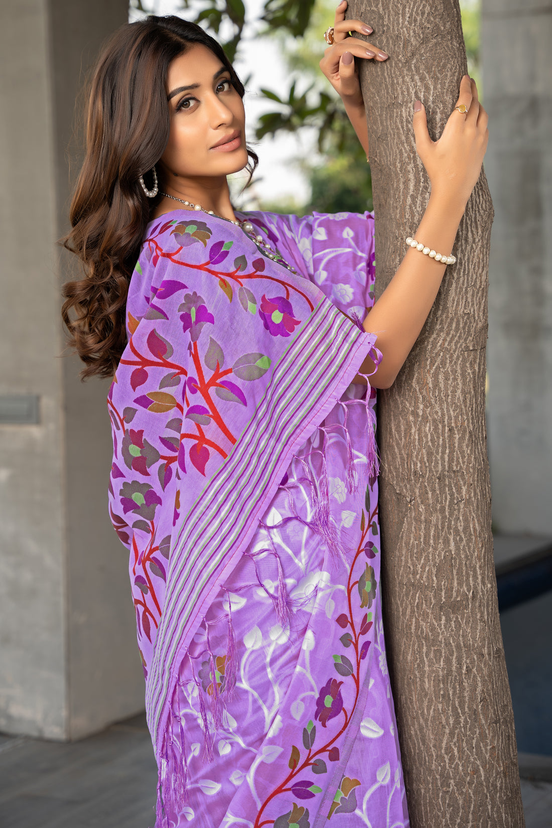 Ishika Fab Lavender Soft Cotton Saree