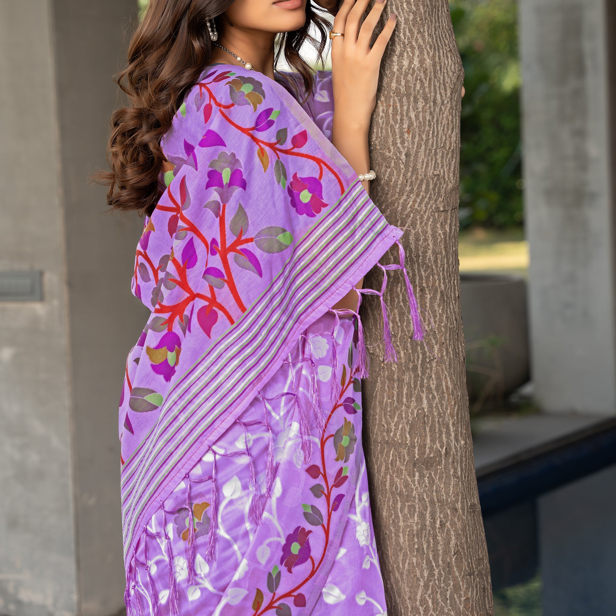 Ishika Fab Lavender Soft Cotton Saree