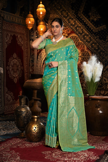 Green Banarasi Silk Woven Saree