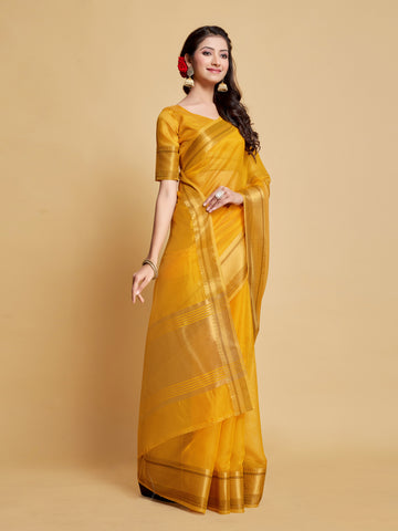 Ishika Fab Yellow Organza Saree