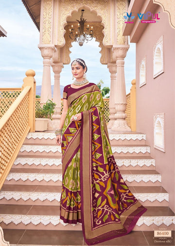 Gulmarg Green and Maroon Cotton Silk Saree