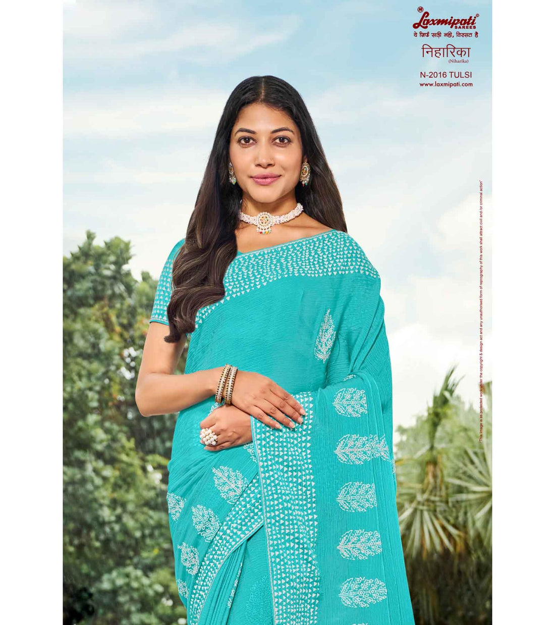 Laxmipati Niharika N-2016 Sky Blue Chiffon Saree