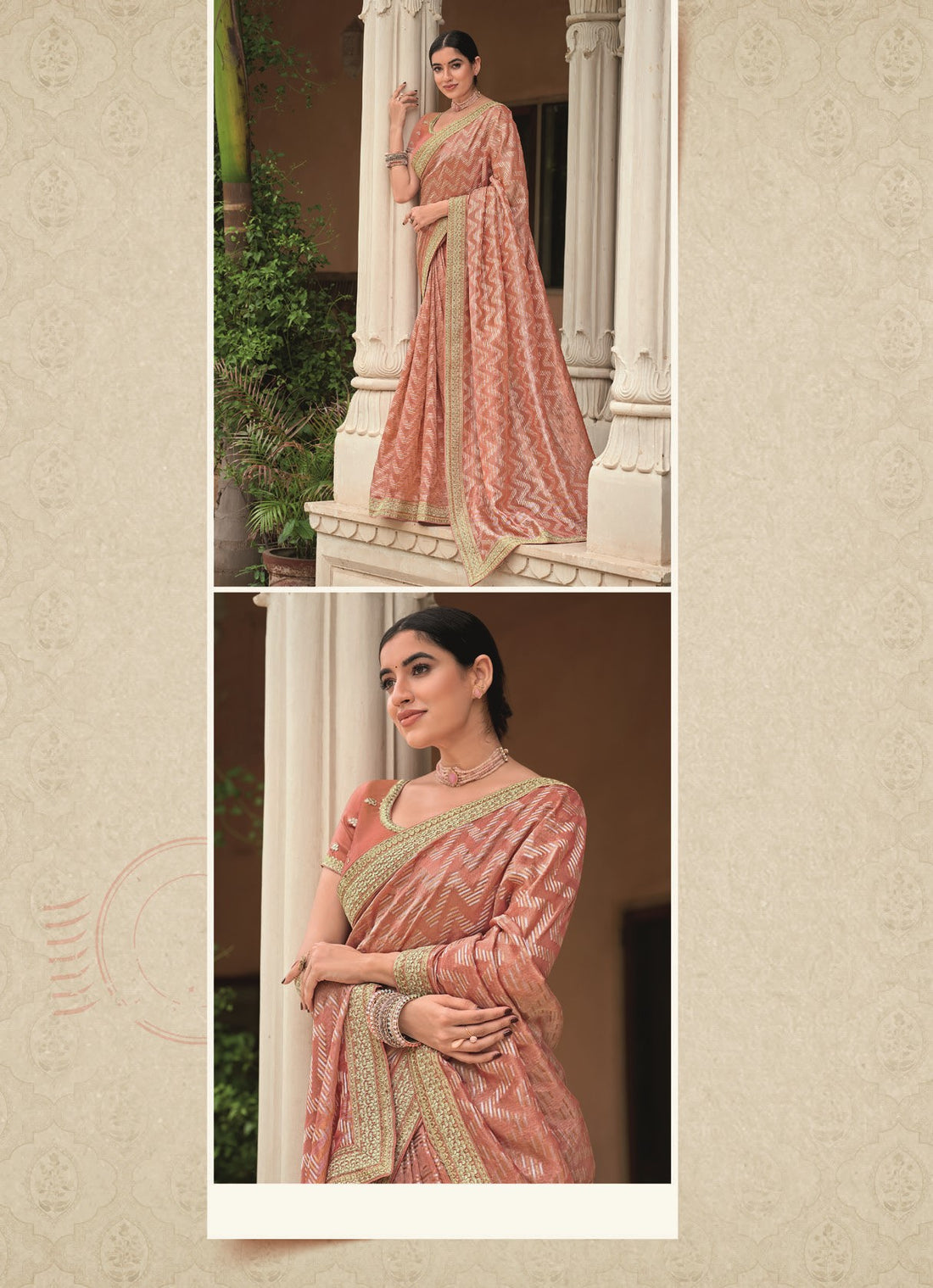 Laxmipati Gur Chini N-2231 Peach Organza Saree