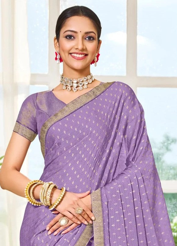 Laxmipati Ritika N-2114 Purple Satin Chiffon Saree