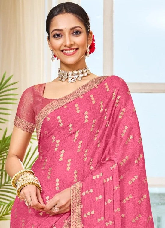 Laxmipati Ritika N-2116 Pink Satin Chiffon Saree