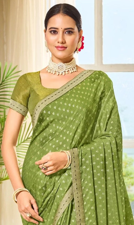 Laxmipati Ritika N-2117 Green Satin Chiffon Saree