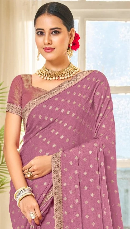 Laxmipati Ritika N-2119  Mauve Pink Satin Chiffon Saree