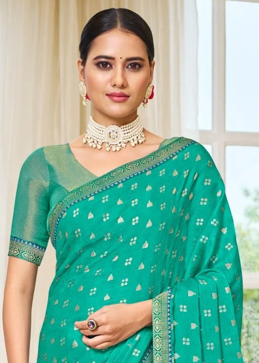 Laxmipati Ritika N-2121 Green Satin Chiffon Saree