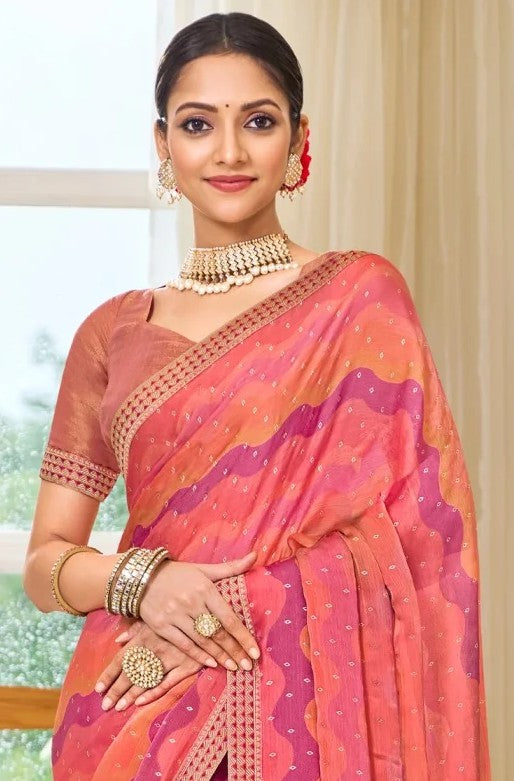 Laxmipati Ritika N-2122 Multicolor Satin Chiffon Saree