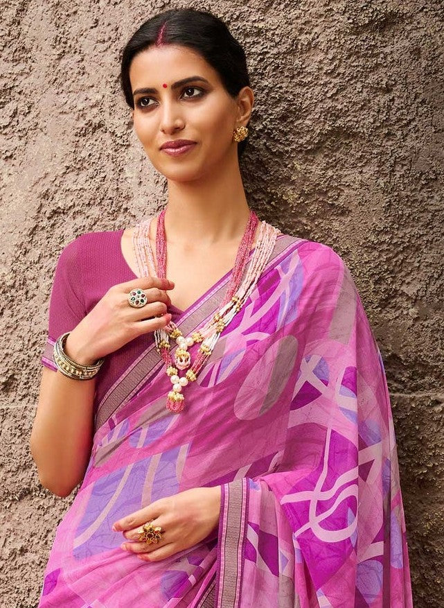 Laxmipati Rachna 7559 Purple Georgette Saree