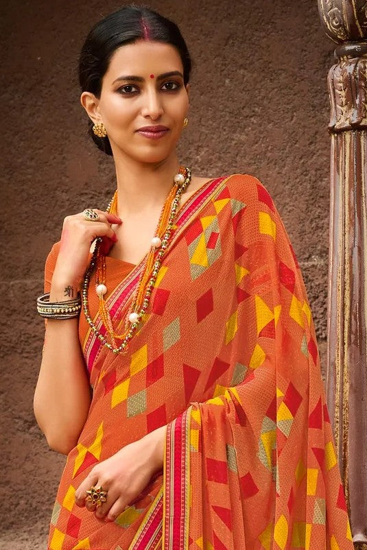 Laxmipati Rachna 7568 Orange Georgette Saree