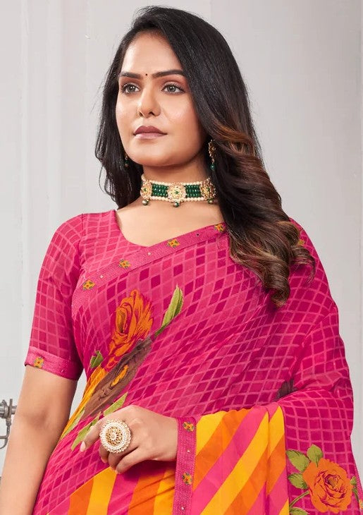 Laxmipati Priya 13575 Pink Georgette Saree