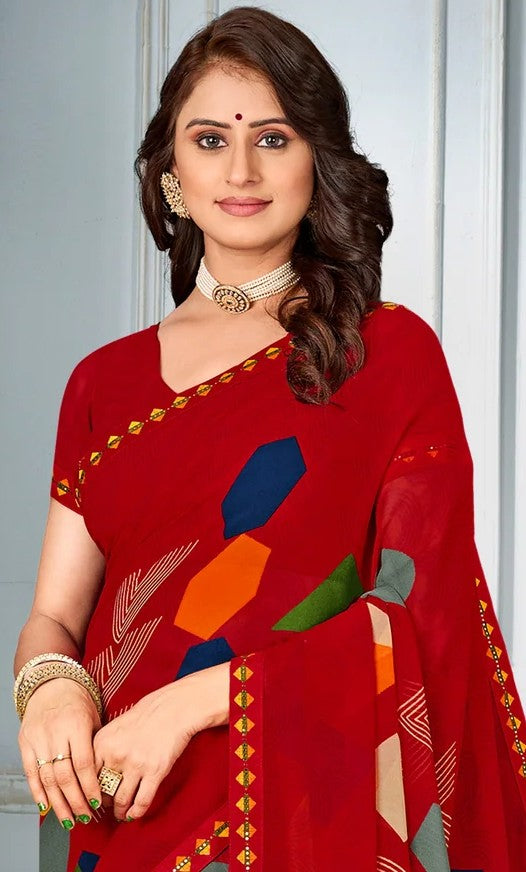 Laxmipati Priya 13586 Red Georgette Saree